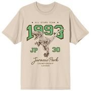 Jurassic Park Varsity Art Crew Neck Short Sleeve Natural Women's T-shirt -XXL