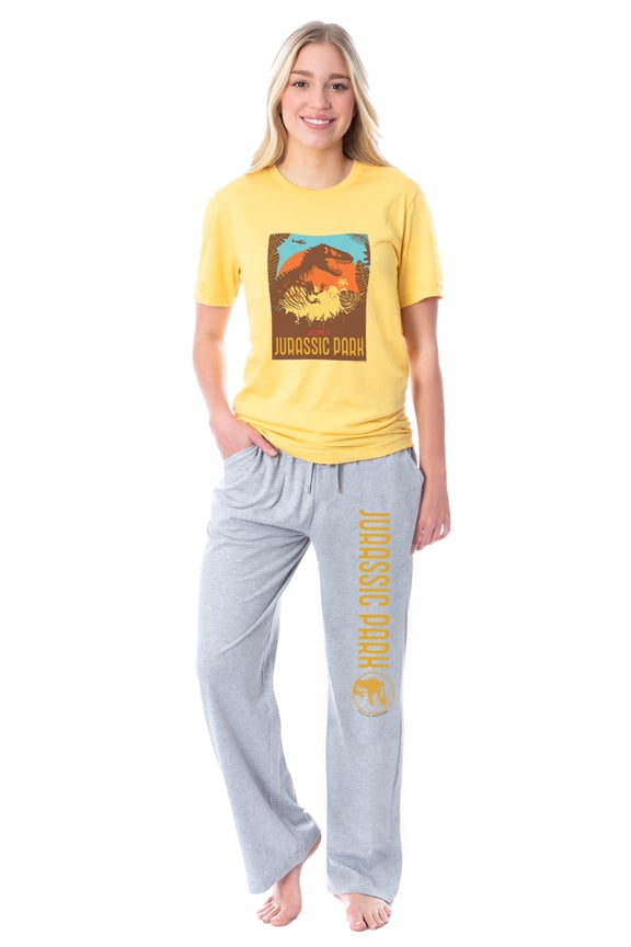 Jurassic Park Womens' Tropical Welcome Dinosaur Film Logo Sleep Pajama Set