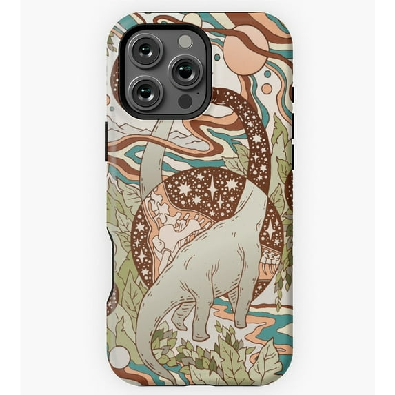 Jurassic Portal Retro Rainbow Palette Dinosaur Science Fiction Art GA5201 Phone Case for iPhone 11 to 17 Pro Max