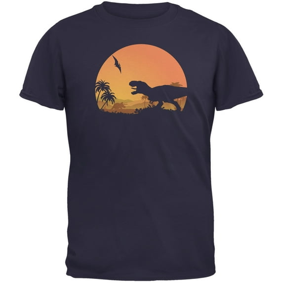 Jurassic Scape Navy Adult T-Shirt - Small
