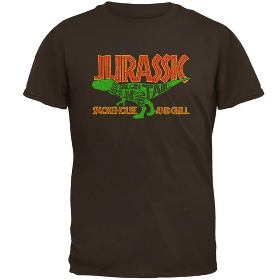 Jurassic Smokehouse and Grill Mens T Shirt Brown 2XL