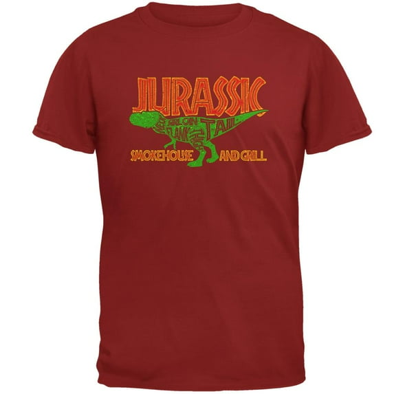 Jurassic Smokehouse and Grill Mens T Shirt Cardinal Red LG