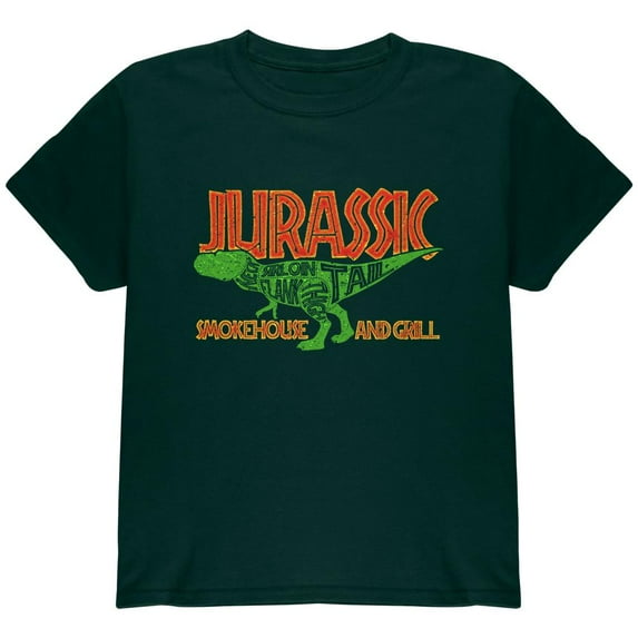 Jurassic Smokehouse and Grill Youth T Shirt Forest Green YMD