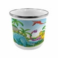 thumbnail image 1 of Jurassic Steel Camping Mug, Dinosaurs Living in the Jungle Illustration Palm Trees Lakeside Stones Fun Artwork, Printed Thermal Cup for Camping and Outdoor Activities, by Ambesonne, 1 of 2
