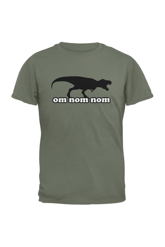 Jurassic - T-rex Om Nom Nom Military Green Youth T-Shirt - Youth Medium