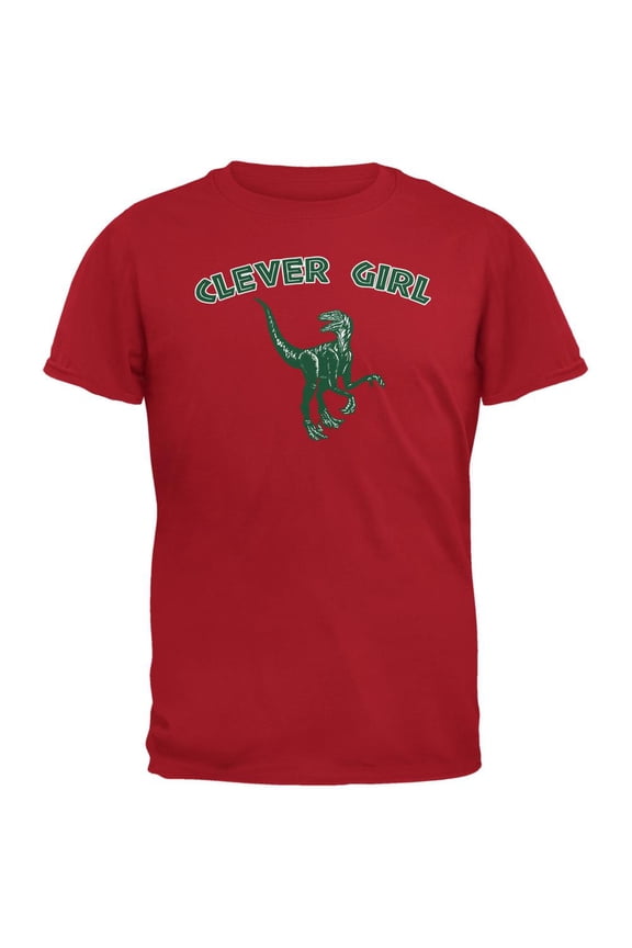 Jurassic Velociraptor Clever Girl Red Adult T-Shirt - X-Large