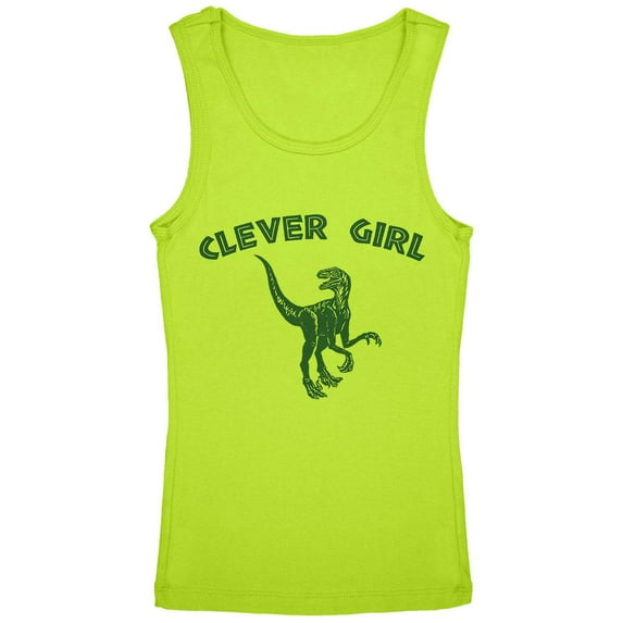 Jurassic Velociraptor Clever Girl Youth Girls Tank Top Lime YXL