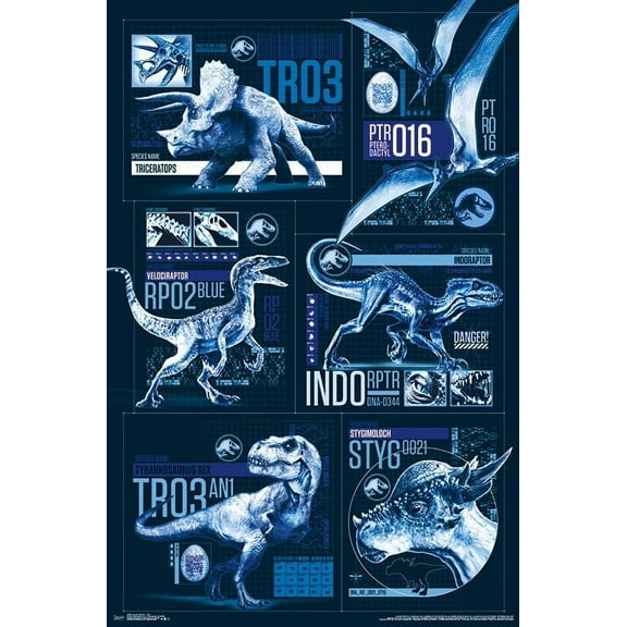 Jurassic World 2 - Grid Laminated Poster Print (22 x 34)