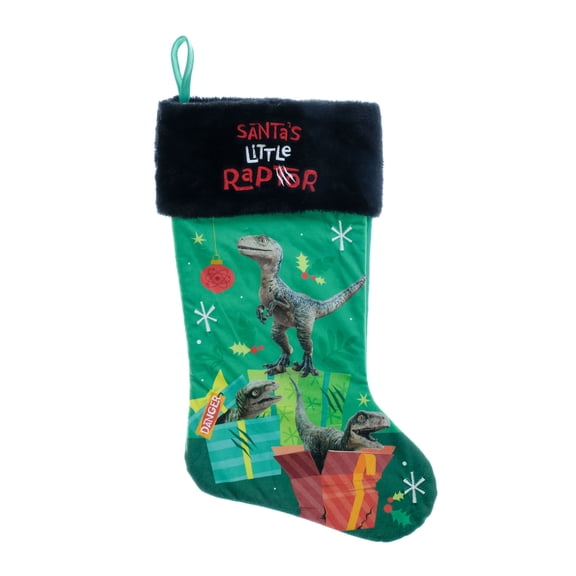 Jurassic World 20 inch Christmas Stocking Featuring Velociraptor Blue Dinosaur, by Ruz