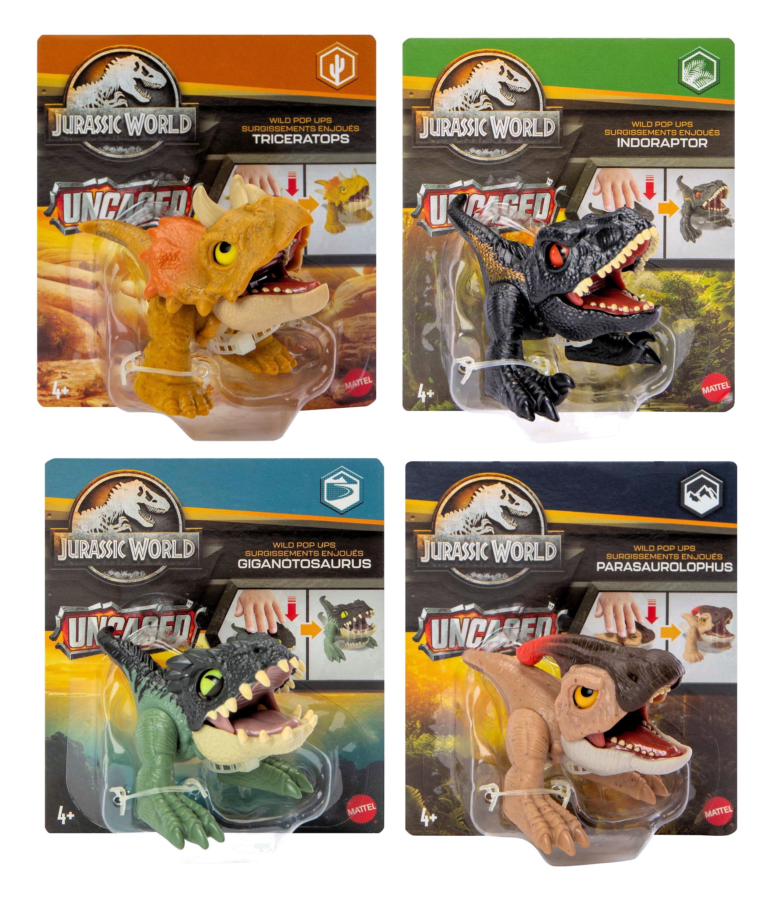 Jurassic World 2023 Wild Pop Ups Uncaged Set of 4 Figures