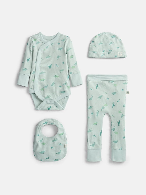Unisex Baby Allover Print Take Me Home Layette Outfit Set, 4-Piece, Sizes Preemie-6/9 Months