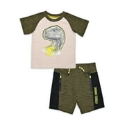 Jurassic World Baby and Toddler Boy Graphic T-Shirt and Knit Shorts Outfit Set, 2-Piece, Sizes 12M-5T