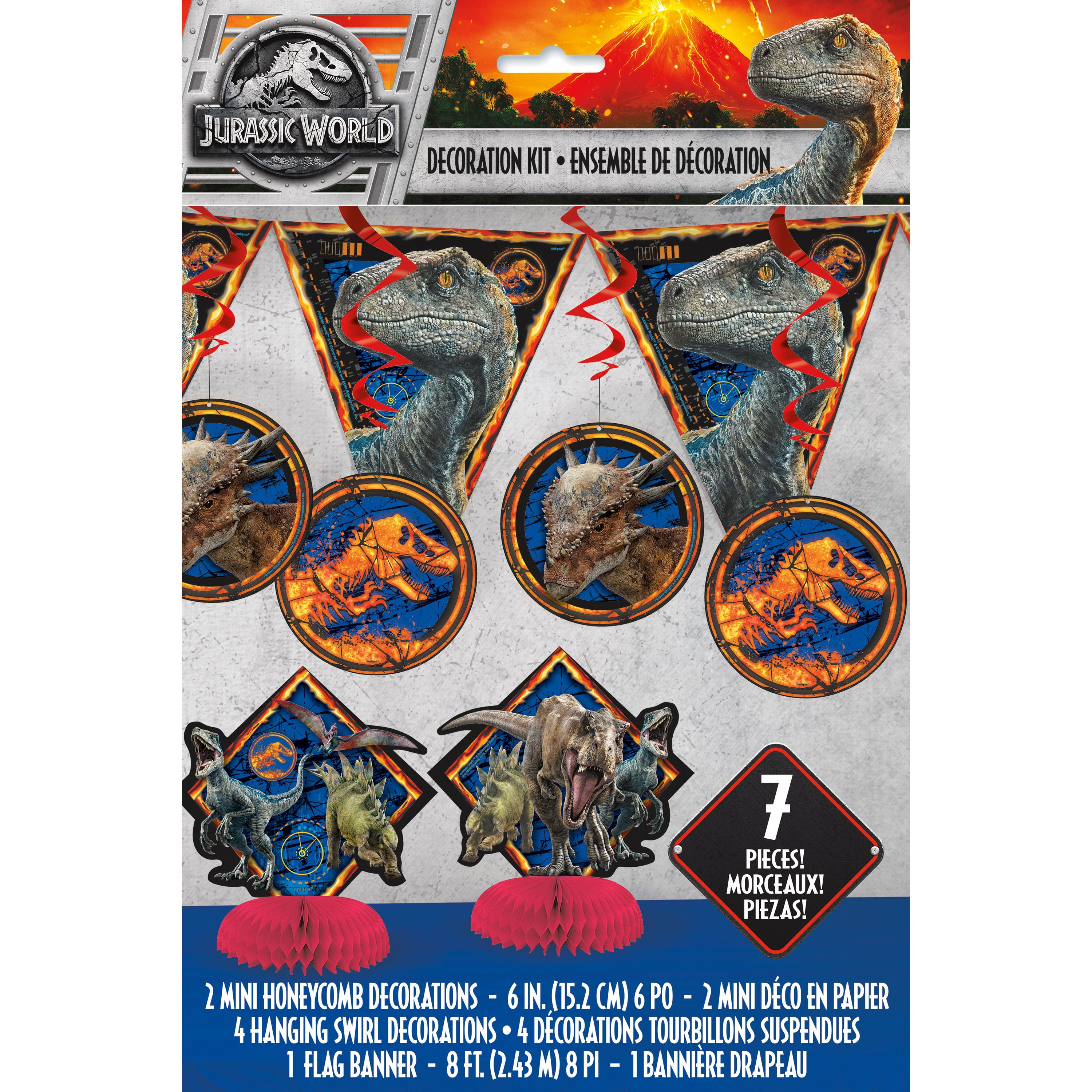 UNIQUE INDUSTRIES Jurassic World Birthday Party Decorating Kit, 7pcs