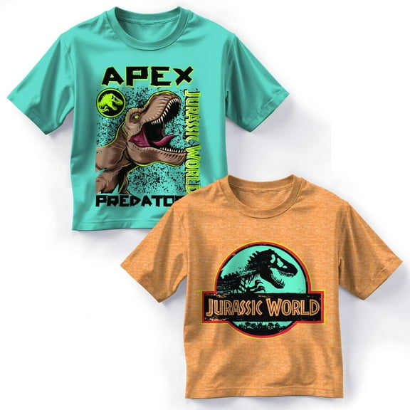 Jurassic World Boys 2-Pack Short Sleeve Crewneck Graphic T-Shirt Bundle, 2-Piece Set for Kids and Toddlers (Size 4-18)