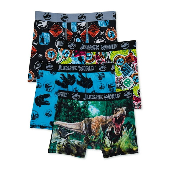 Jurassic World Boys Boxer Brief Underwear, 4-Pack, Sizes 4-14