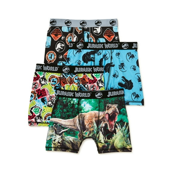 Jurassic World Boys Boxer Brief Underwear, 4-Pack, Sizes 4-14