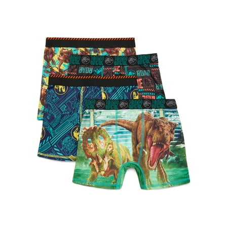 Jurassic World Boys Boxer Briefs Underwear, 4-Pack, Sizes XS-XL