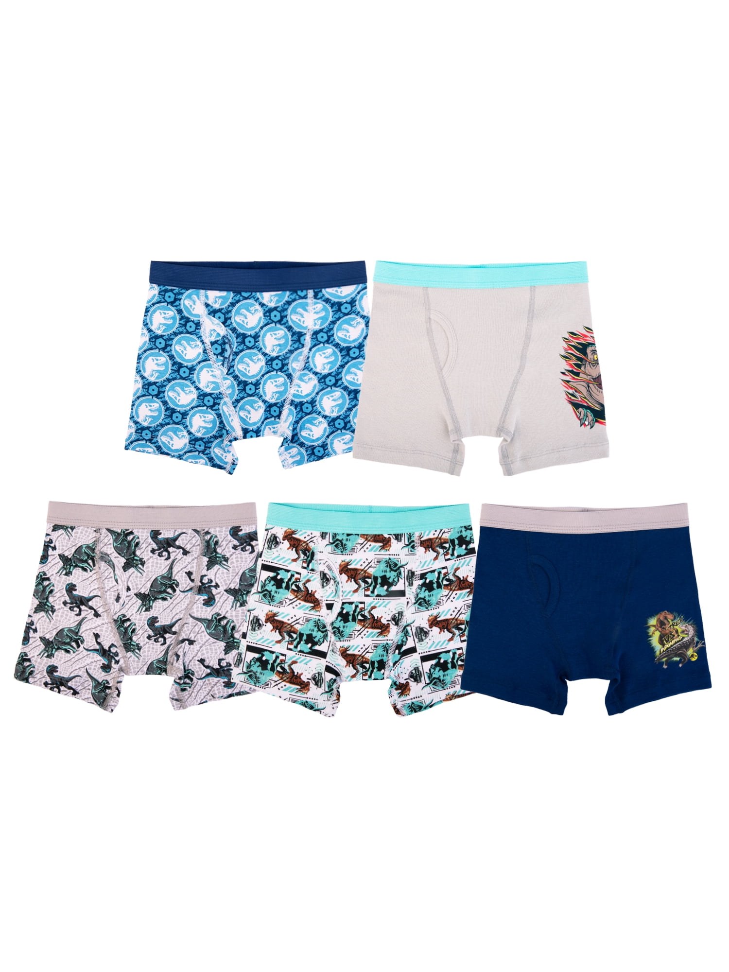Jurassic World Boys Cotton Boxer Brief Underwear 5-pack, Size 4-8