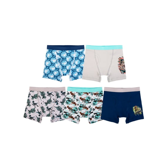 Jurassic World Boys Cotton Boxer Brief Character Underwear, 5-Pack, Size 4-8