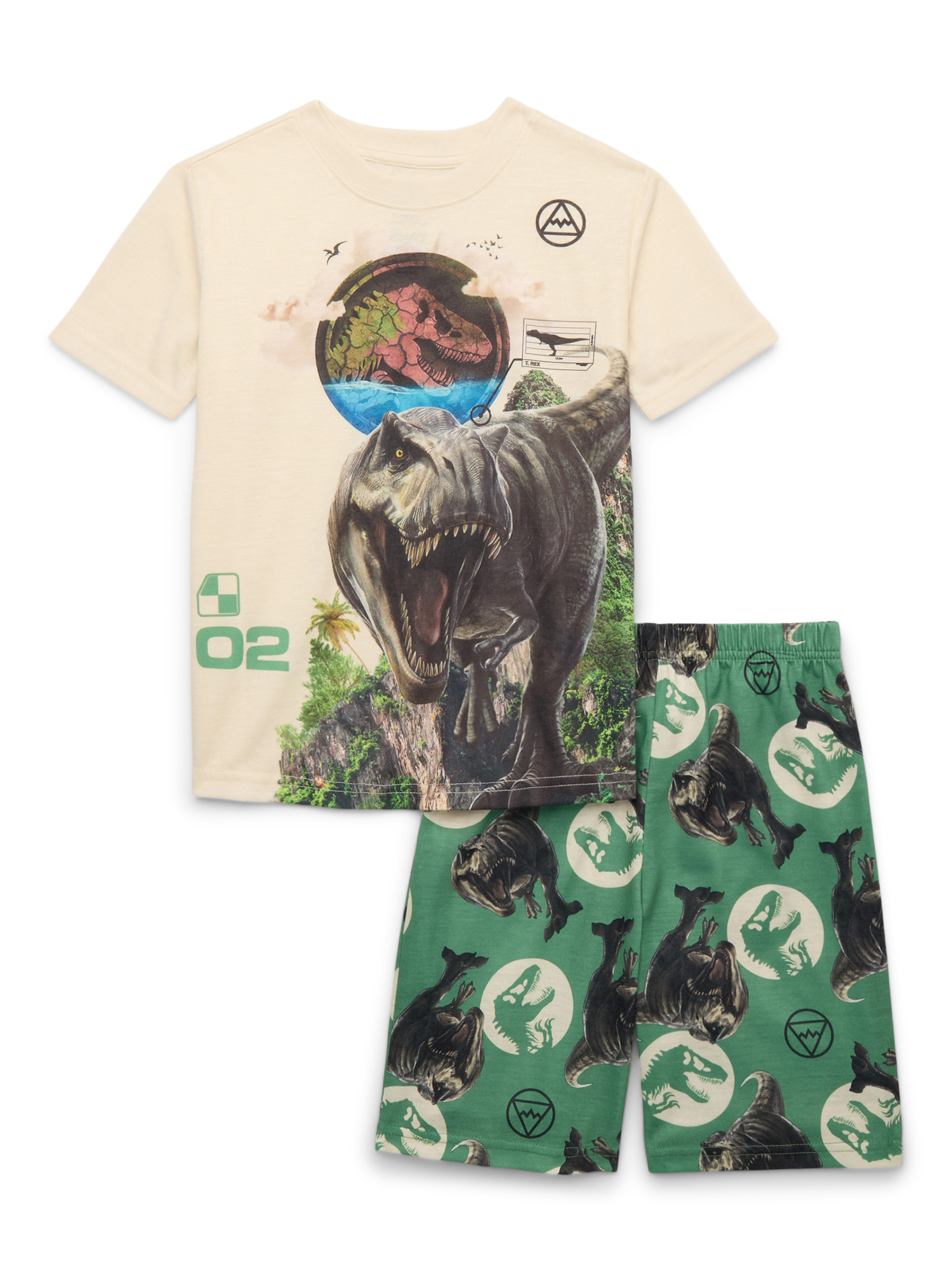 Jurassic World Boys Graphic Tee and Shorts Pajama Set, 2-Piece, Sizes 4-12