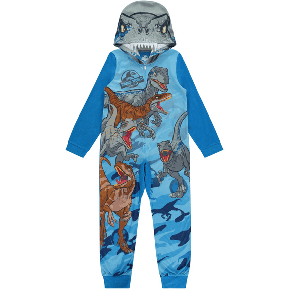Jurassic World Boys' Hooded Zip Up Pajama Coverall, Sizes 4-10