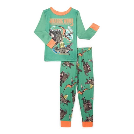 Jurassic World Boys Long Sleeve Tee and Pants Pajama Set, 2-Piece, Sizes 4-10