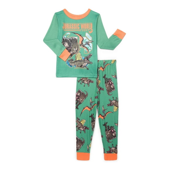 Jurassic World Boys Long Sleeve Tee and Pants Pajama Set, 2-Piece, Sizes 4-10