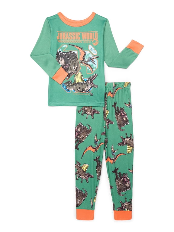 Jurassic World Boys Long Sleeve Tee and Pants Pajama Set, 2-Piece, Sizes 4-10