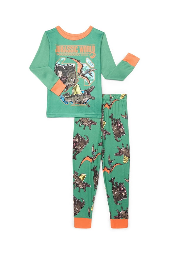 Jurassic World Boys Long Sleeve Tee and Pants Pajama Set, 2-Piece, Sizes 4-10