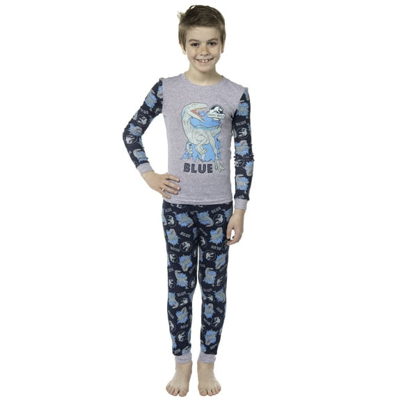 Jurassic World Boys' Movie Film Park Logo Blue Tight Fit Sleep Pajama Set
