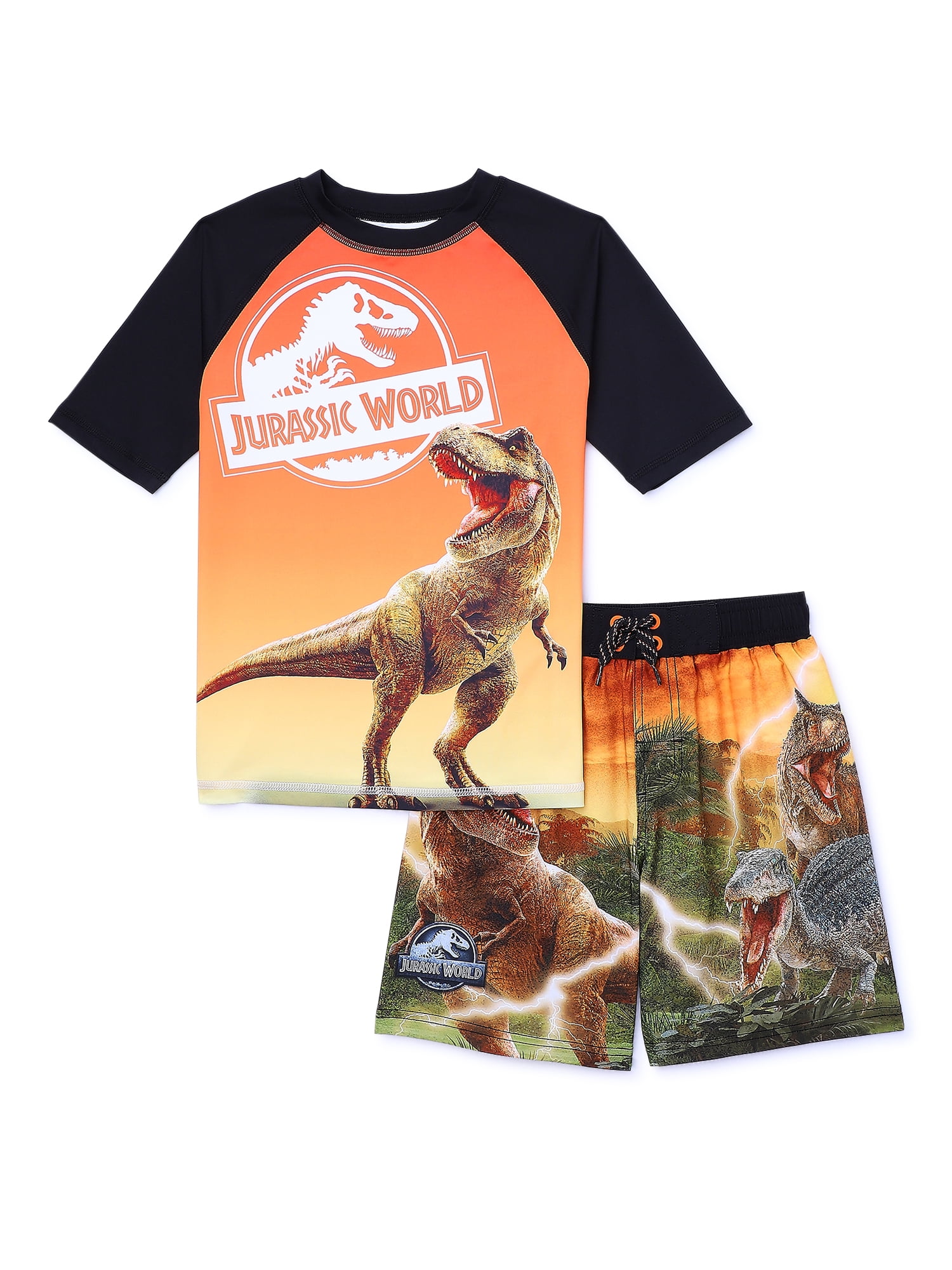 Jurassic World Boys Rash Guard & Swim Shorts 2 Piece Set, Sizes 416