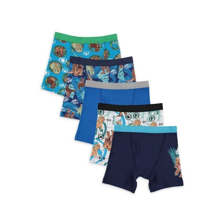 Jurassic World Boys Underwear, 5 Pack Boxer Briefs Sizes 4-8 