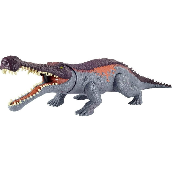 Jurassic World Camp Cretaceous Massive Biters Sarcosuchus Dinosaur Action Figure, Toy Gift with Strike and Chomping Motion