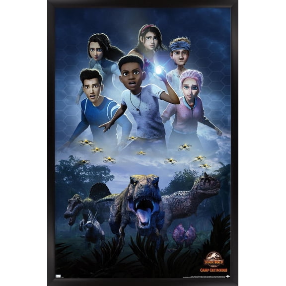 Jurassic World: Camp Cretaceous - One Sheet Wall Poster, 14.725" x 22.375" Framed