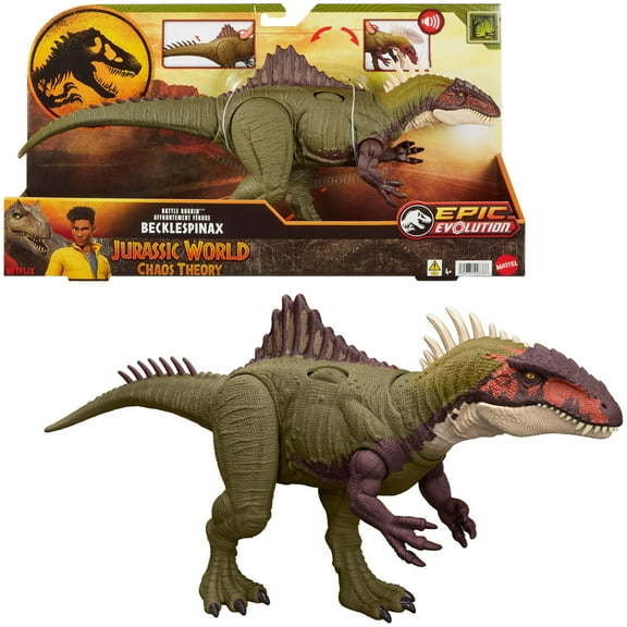 Jurassic World Chaos Theory Battle Roarin Becklespinax Dinosaur Action Figure Toy, Rampage Strike