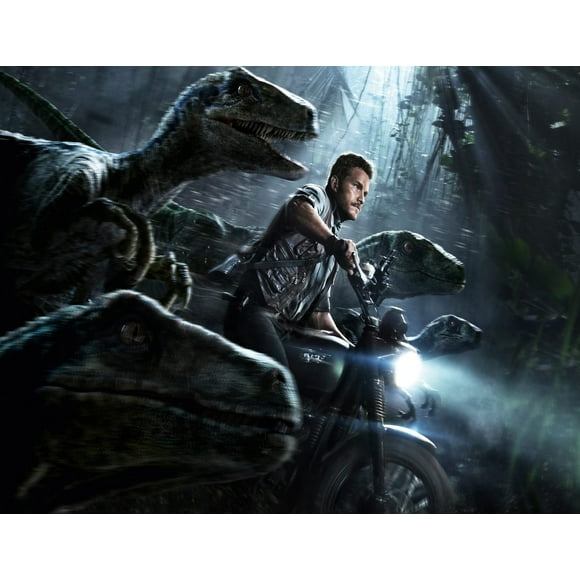 Jurassic World Chris Pratt Raptor Motorcycle Edible Cake Topper Image ABPID00063