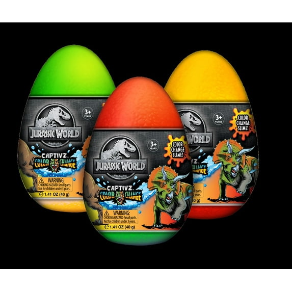 Jurassic World Color Change Dinosaur Edition 3 Pack Slime Egg Designed for Three Years Plus (Unisex) Multicolor Color Dinosaur