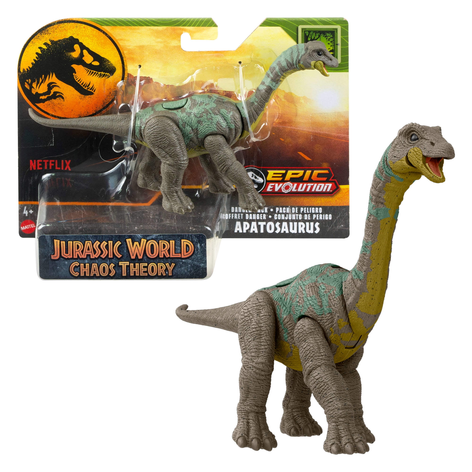 Jurassic World Danger Pack Apatosaurus Action Figure Toy, Posable with Physical \u0026 Digital Play