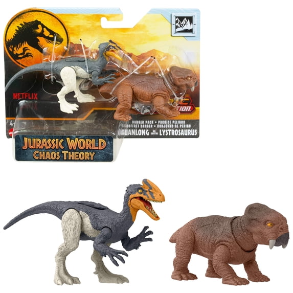 Jurassic World Danger Pack Guanlong vs. Lystrosaurus Dinosaur Action Figure Toys, Digital Play