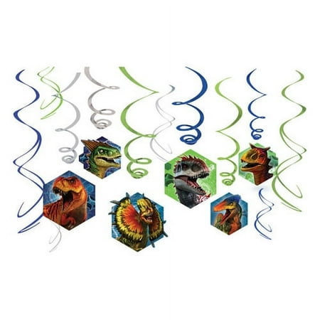 Jurassic World 'Dino Hybrid' Hanging Swirl Decorations (12pc)