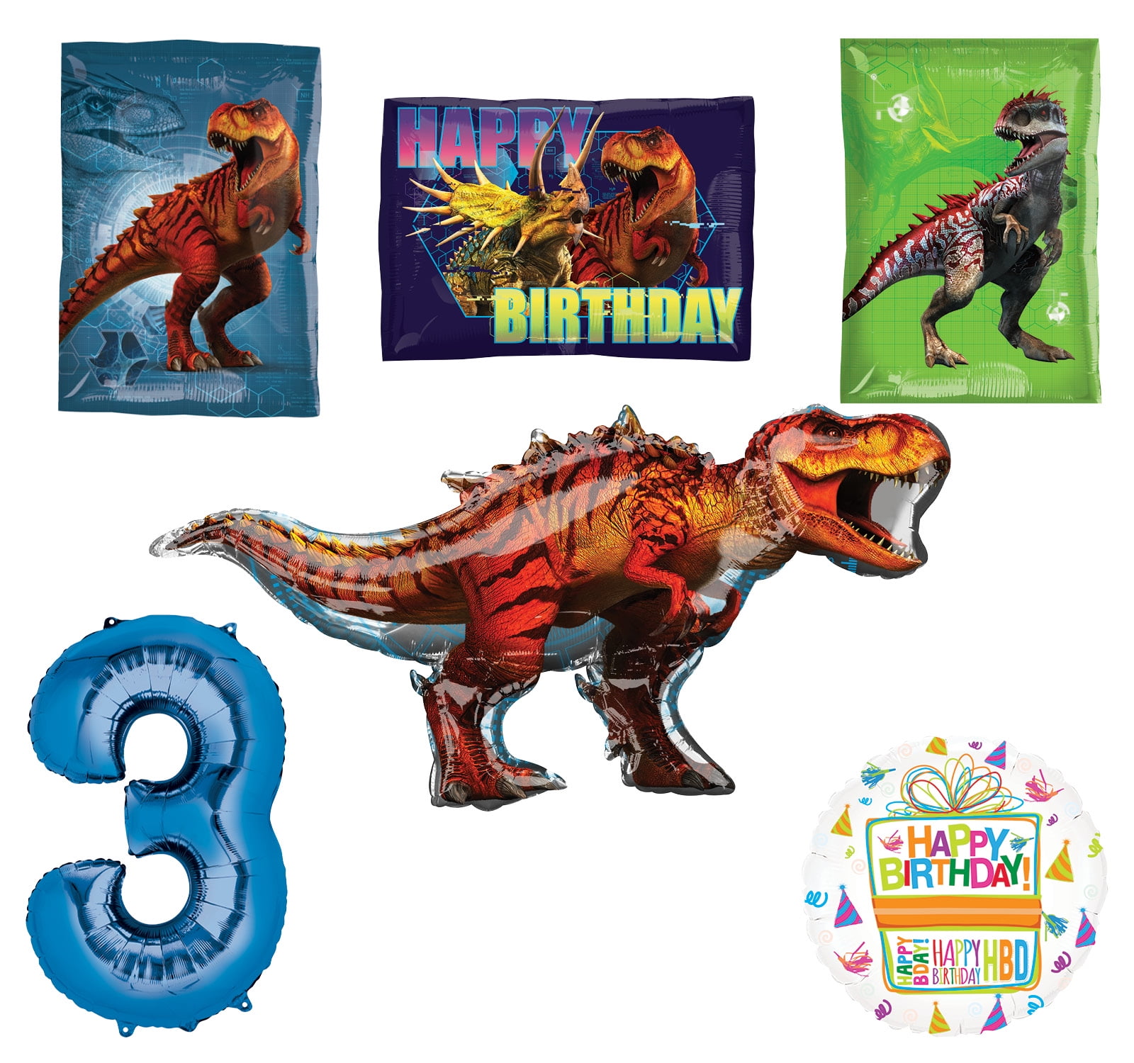 MAYFLOWER DISTRIBUTING Jurassic World Dinosaur 3rd Birthday Party Supplies and Balloon Decorations