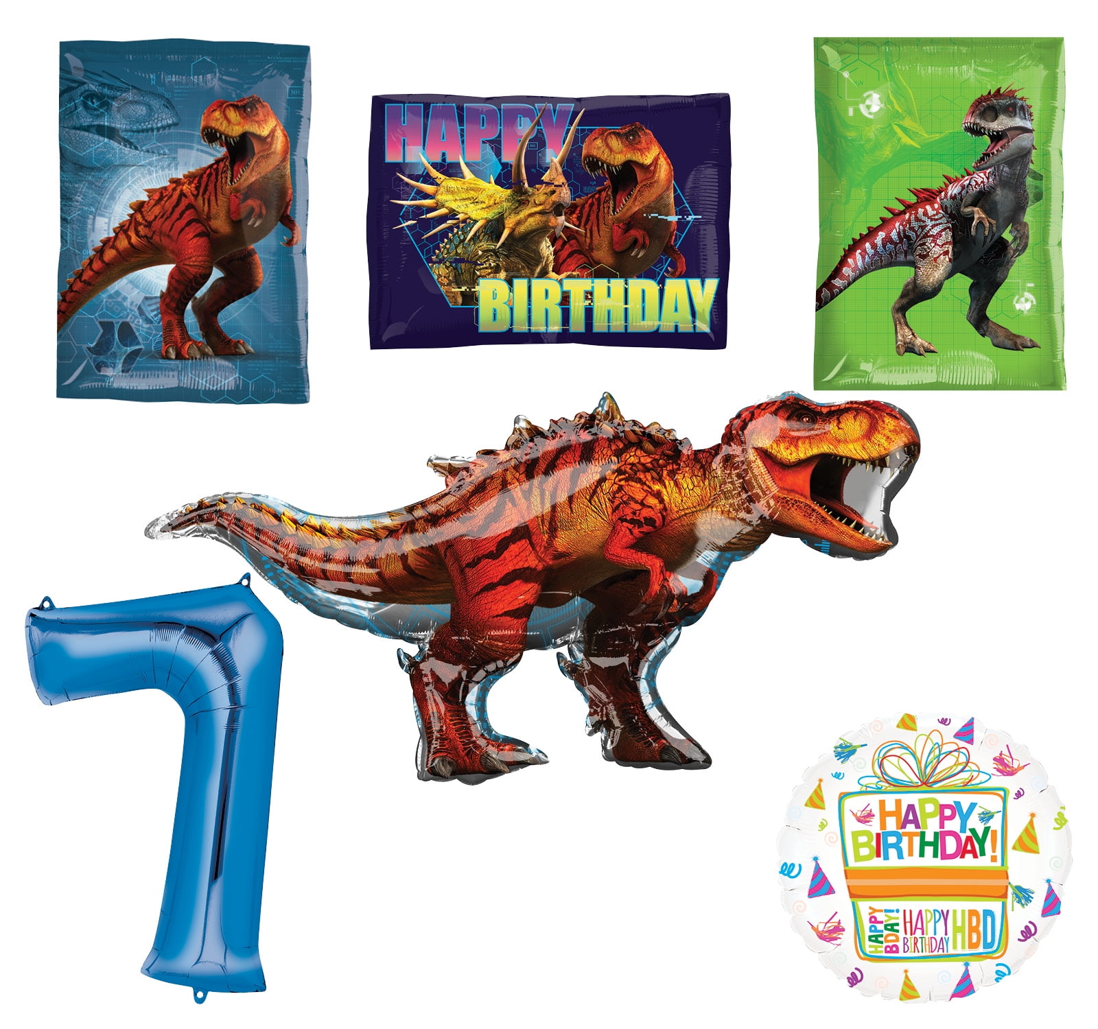 MAYFLOWER DISTRIBUTING Jurassic World Dinosaur 7th Birthday Party Supplies and Balloon Decorations