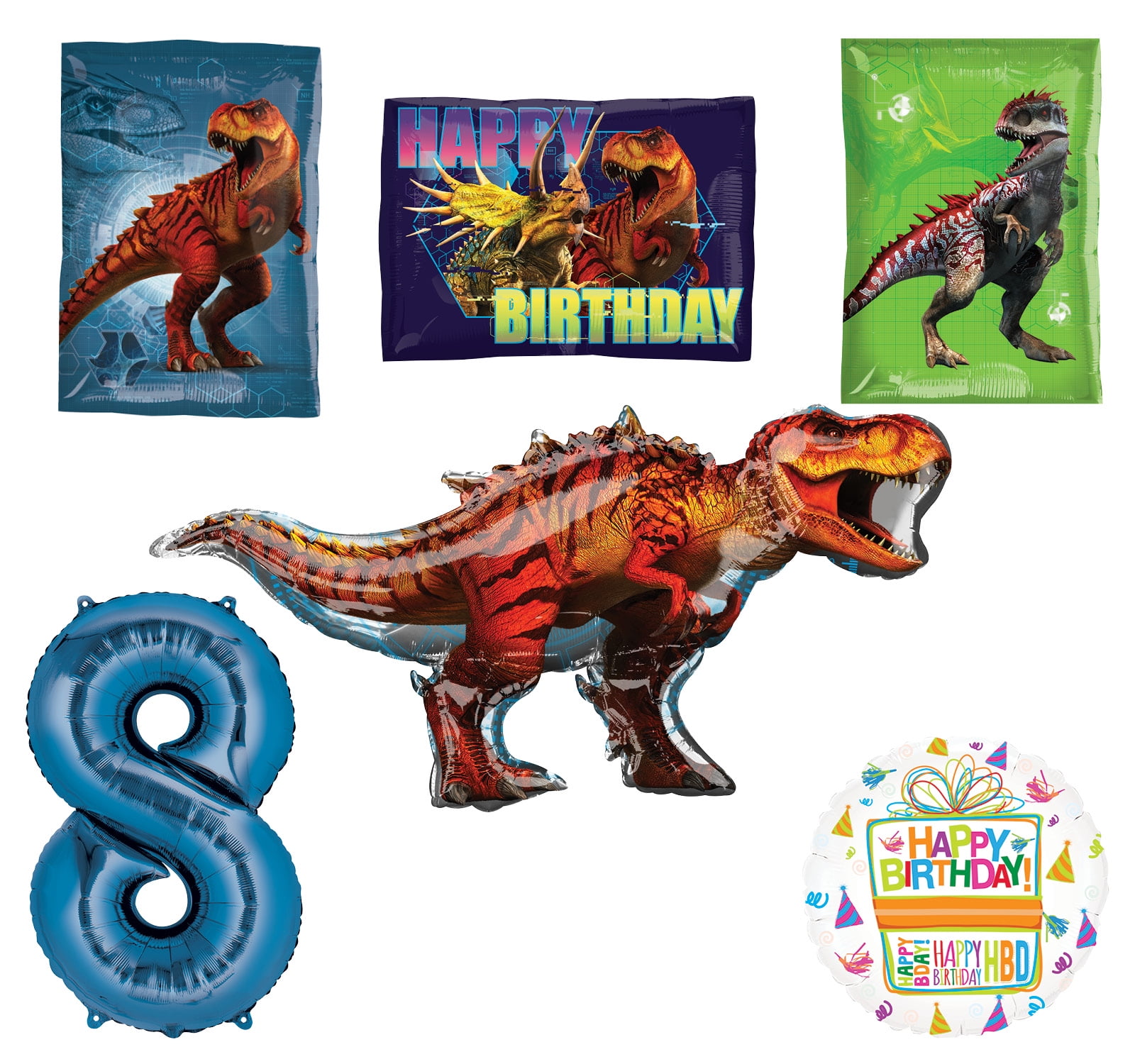 MAYFLOWER DISTRIBUTING Jurassic World Dinosaur 8th Birthday Party Supplies and Balloon Decorations