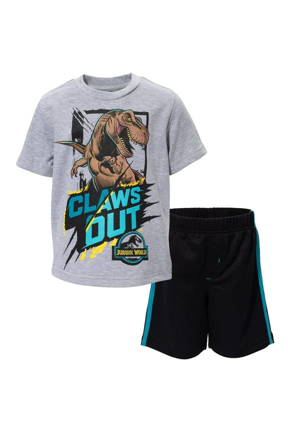 Dinosaur Big Boys Athletic T-Shirt and Mesh Shorts Outfit Set Toddler to Big Kid