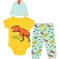 thumbnail image 1 of Jurassic World Dinosaur Bodysuit Jogger Pants and Hat 3 Piece Outfit Set Newborn to Infant, 1 of 5