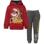 JURASSIC WORLD Dinosaur T-Rex Fleece Pullover Hoodie and Pants Outfit Set Toddler to Big Kid