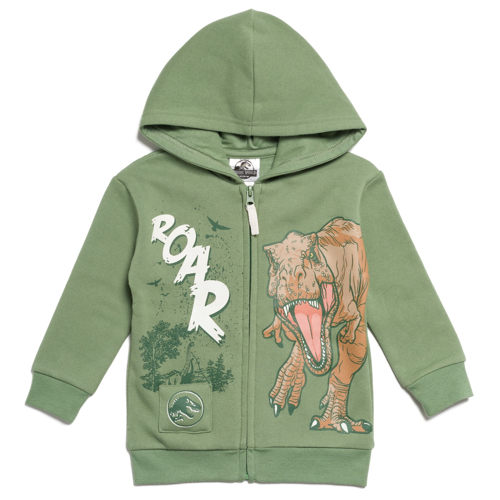 Jurassic World Dinosaur TRex Toddler Boys Fleece Zip Up Hoodie Toddler to Big Kid