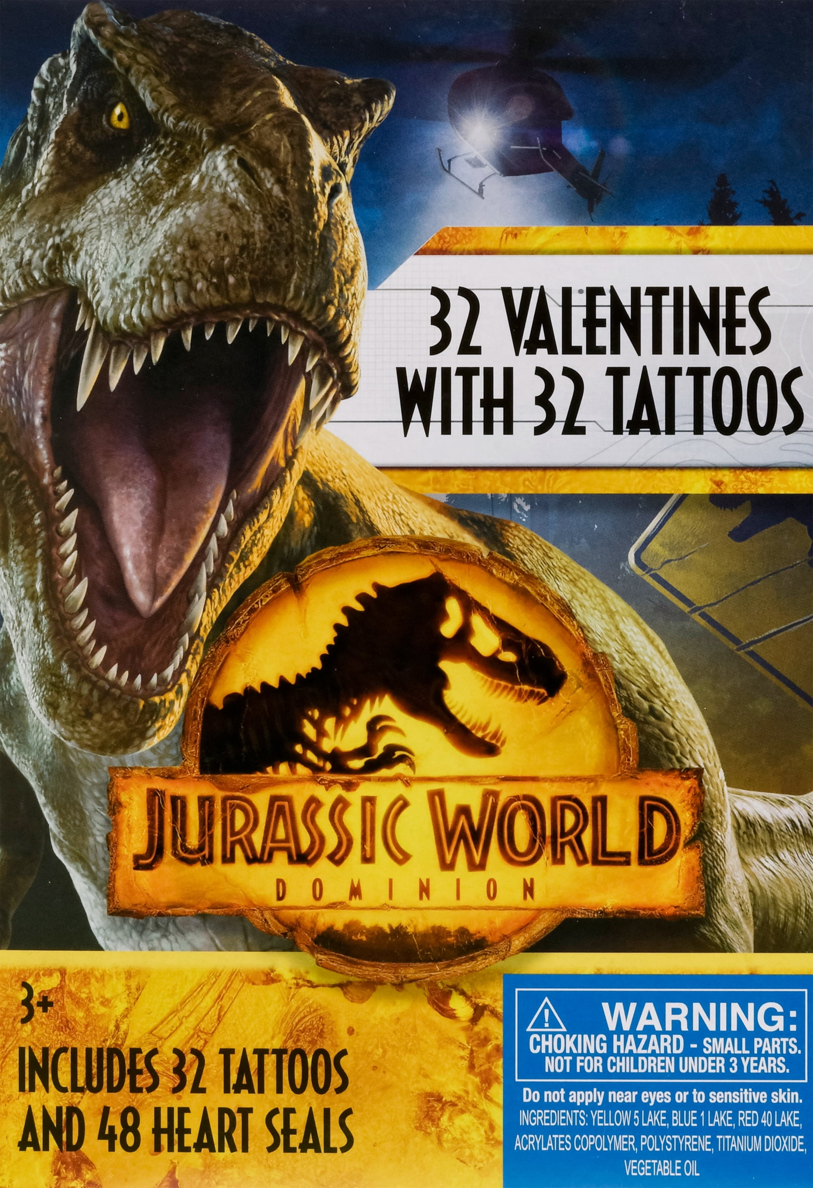 Jurassic World Dominion 32 Dinosaur Valentines With 32 Tattoos for ...