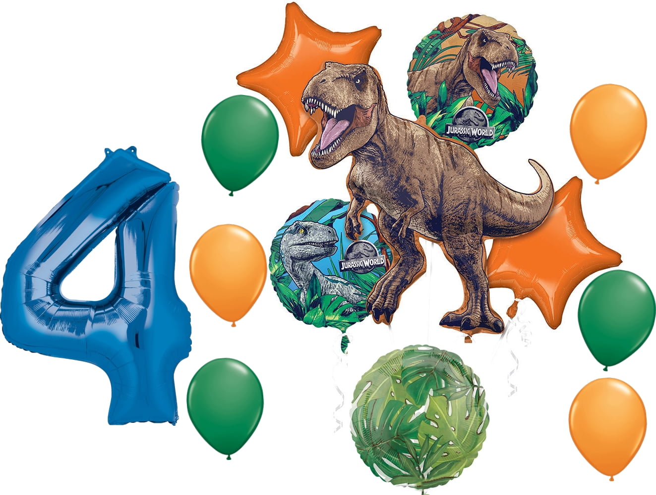 Jurassic World Dominion 4th Birthday Party Supplies Dinosaur Balloon Bouquet Decorations
