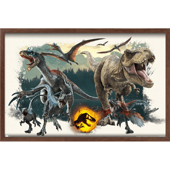 Jurassic World: Dominion - Aggression Wall Poster, 14.725" x 22.375" Framed